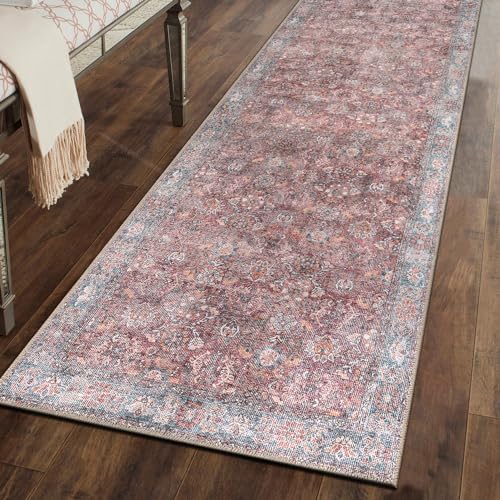 Rugshop Multi Transitional Vintage Bordered Runner Rug — Machine Washable, 2'6"x7' for Hallway, Entryway and Kitchen