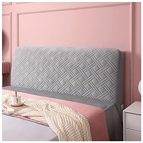 RTSFKFS Headboard Slipcover Bed Head Cover Headboard Cover 120/150/160/180/190 cm Double/Single/King Size Headboard Protector Cover Dark Grey/Pink Padded Velvet Headboard Backrest Cover Cover