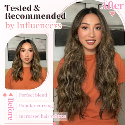 Image of KooKaStyle Hair Extensions 24 inch Balayage Chocolate Brown to Caramel Blonde