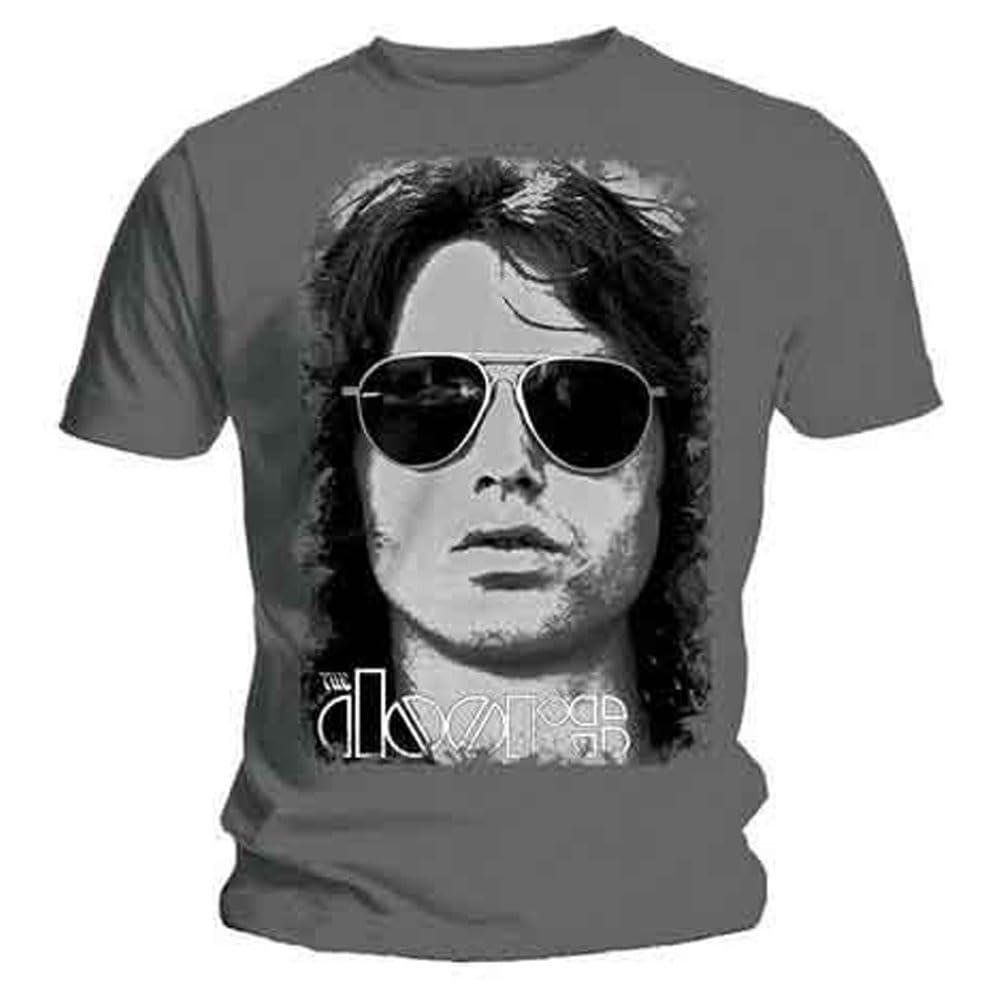 The Doors Men's Grey T Shirt Summer Glare Jim Morrison Band Logo Official M