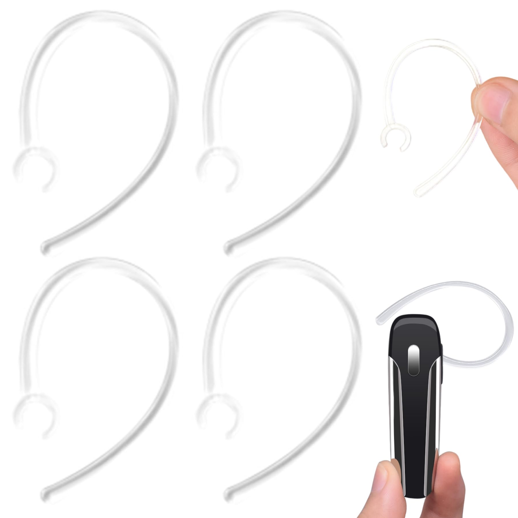 Ganci per l'orecchio con clip per auricolari wireless universali trasparenti da 4 pezzi