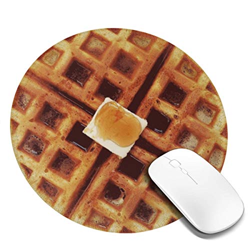 PEIGJH Redondo Alfombrilla Raton Gaming Waffle Jarabe De Mantequilla con Base De Goma Antideslizante para Gamers, PC y Portátil
