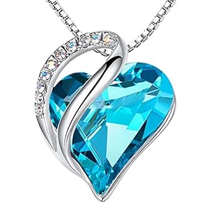 Leafael Necklaces for Women, Infinity Love Heart Pendant with Birthstone Crystals, Jewelry Gifts for Wife, Silver Plated 18 + 2 inch Chain, Birthday or Chrismas Holiday Gift for Her, Mom, Girlfriends