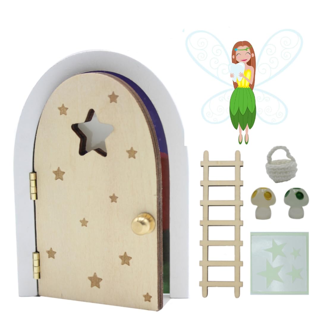 Qué Kawaii® puerta (Madera Natural) Hada de los dientes que abre, con estrellas y complementos de resina y bolsa crochet (hecha a mano) que brillan en la oscuridad. Pura magia. Qué Kawaii® puerta Madera Natural Hada de los dientes que abre, con estrellas y complementos de resina y bolsa crochet hecha a mano que brillan en la oscuridad. Pura magia.