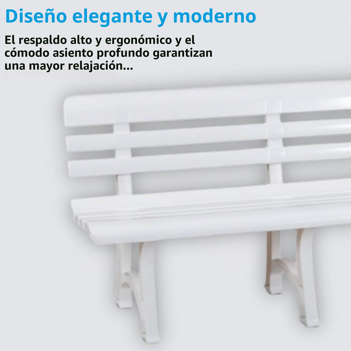 Tomaino - Banco de jardín de plástico resistente de 4 plazas para exteriores, para balcón, terraza, color blanco