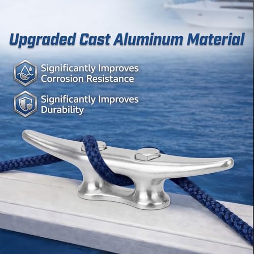 Frienda 4 Pack Aluminum Boat Dock Cleats Set, 6 Inch Corrosion-Resistant & Lightweight Marine Cleats with Bolts/Nuts, for Securing Boats, Kayaks, Docks & Nautical Home Decor