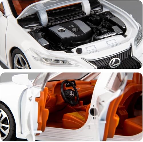 Image of Compatible for 1:24 Lexus ES300 Alloy Diecast Collectible Toy Car with Light & Sound | Pull Back Vehicle with Openable Doors | Metal Model Car Gift Toy for Boys Girls & Kids (White)