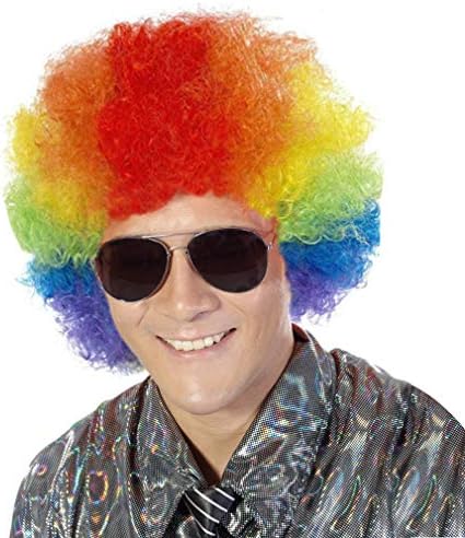 FREE BEAUTY Fluffy Afro Synthetic Clown Wig for Men Women Cosplay Anime Party Christmas Halloween Fancy Funny Wigs (Rainbow)