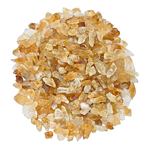 Image of Amazing Gemstone Citrine Crystal Chips Aquarium Gravel Rocks - 1000+ Carat Citrine Chips Bulk Fish Tank Gravel, Small Tumbled Stone Chips and Tiny Crystals for Decoration (Natural AAA Grade Gemstones)