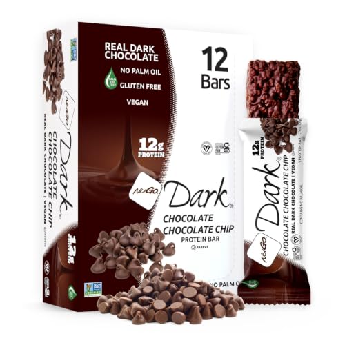 Image of NuGo Dark, Chocolate Chip, 12g Vegan Protein Bar, Gluten Free, 12 Count