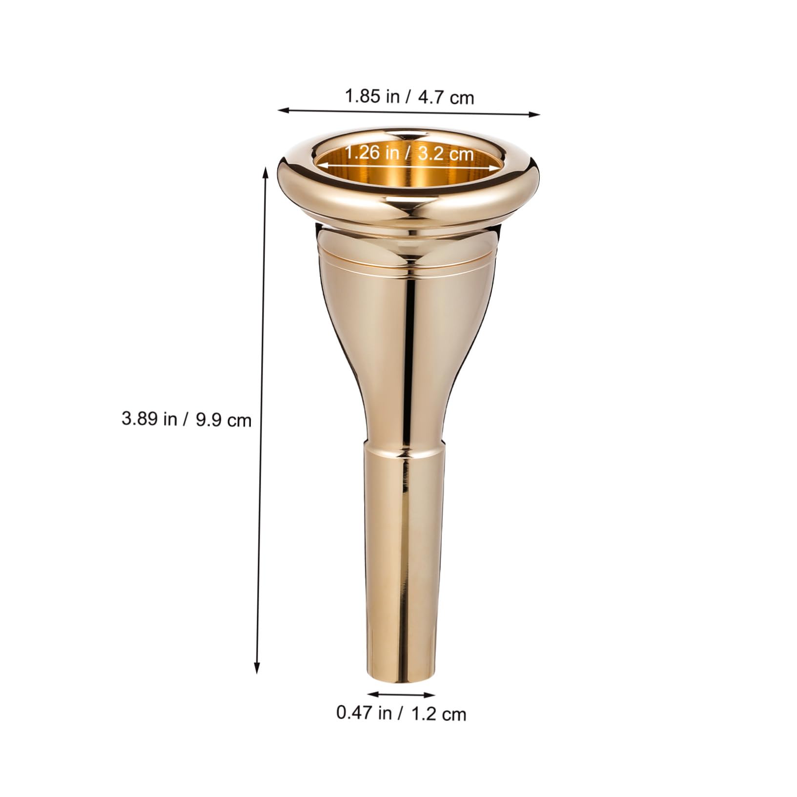 Tuba Mundstück aus Messing 13,3mm, 1 Stück, Goldfarben
