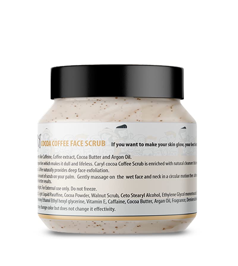 Image of Caryl 200 gm Cocoa Coffee Face Scrub | Tan & Dirt Removal Scrub | Deep Exfoliation, Removes Blackhead, Dead Skin | Face & Body Scrub for Women & Men | All Skin Types | Paraben & Sulfate Free