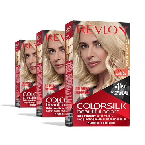 Revlon Colorsilk Beautiful Color Permanent Hair Color, (OLD VERSION) 03 Ultra Light Sun Blonde (Pack of 3)