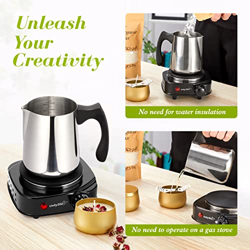 Unitystar Candle Making Kit With Electronic Hot Plate, Soy Christmas Candle Making Kit 1Lb Soy Candle Wax For Candle Making Diy Candle Maker Supplies With Wax Melter, Pouring Pot, Cotton Wicks #TOP3