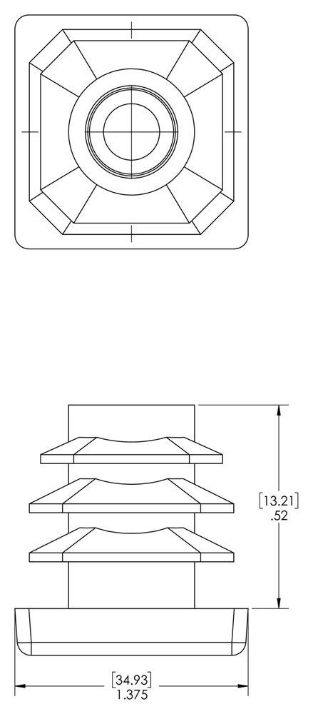 Caplugs SQR-1-3/8-10-14 – SQR Series – Plugs for Square Tubing, 200 Pack, to Fit Square Tube OD 1.375" x Height 0.52", Wall Thickness 10-14 Ga. (.134-.083"), PE-LD, Black, Exterior Ribs (99192495)