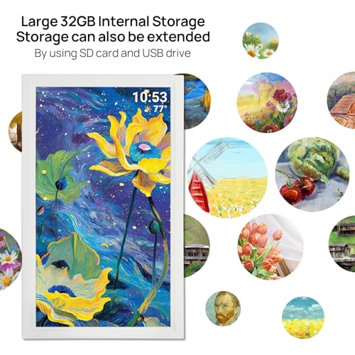 Image of 21.5inch FRAMEO Digital Photo Frame with 1920x1080 FHD IPS LCD Touch Screen, Dual-WiFi Share Moments via Frameo, 32GB Storage, USB Drive /SD Card Extend Storage, Auto-Rotate, Wall Mountable with VESA