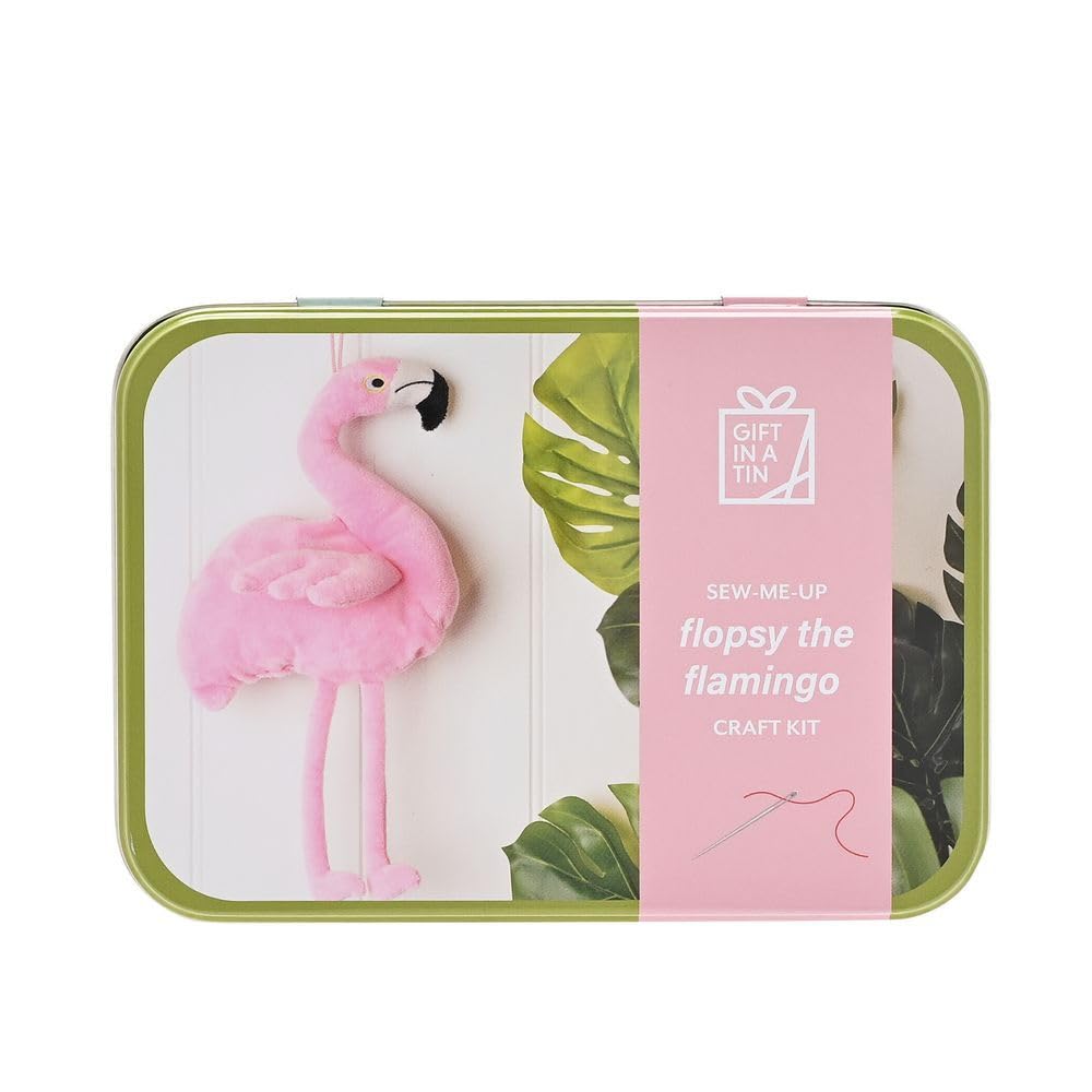 Apples to Pears  Gift in A Tin Crafting Kit - Sew-Me-up Flopsy The Flamingo | DIY Toy Sewing Kit for Kids, Boys & Girls (6+) | Educational, Creative Gifting. (W: 14.5cm H: 6cm D: 10.5cm).