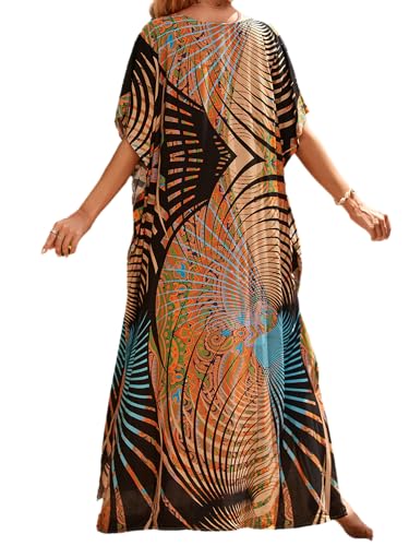 Image of Kaftan Dresses for Women Plus Size Summer Beach Dress with Print and Swim Cover Ups