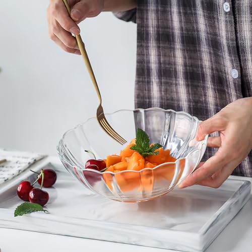 DOITOOL Acrylic Round Clear Salad Bowl - 17cm Lotus Design Serving Bowl for Fruit, Vegetable, Dessert, Snack - Lightweight, Reusable, and Elegant for Parties, Picnics, Weddings, Bbqs - Image 3