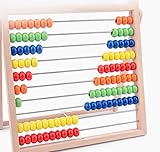 sinirttou Rechenschieber Rechenrahmen mit 50 bunten Perlen, Zählen und Berechnen Holz Abakus mit...