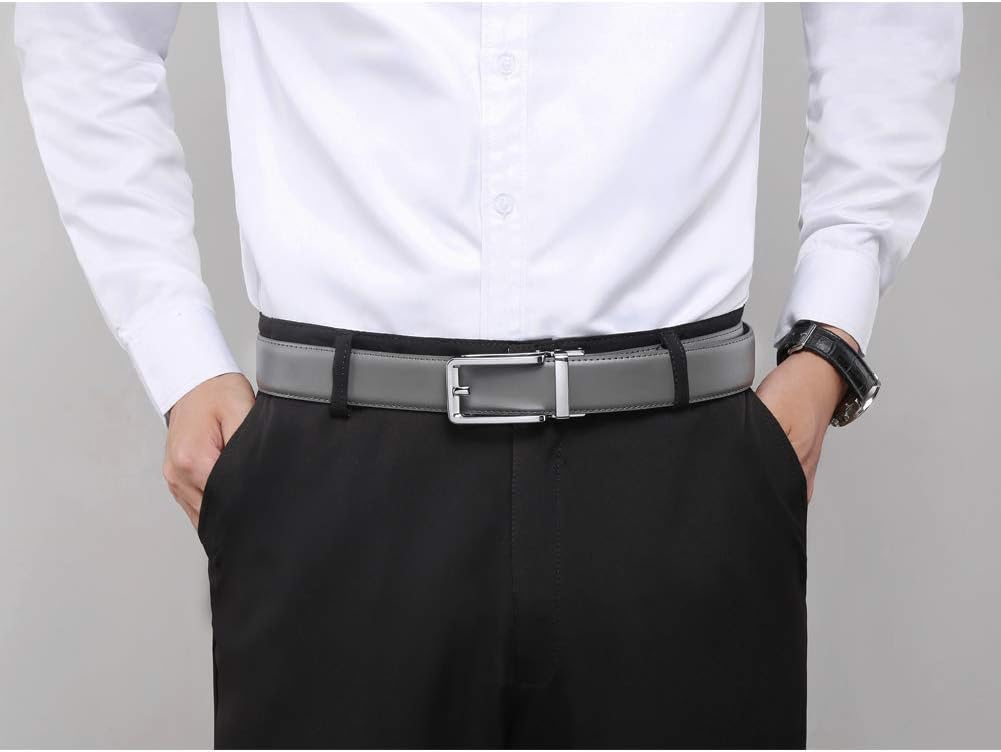 Founders & C Men's Leather Ratchet Comfort Click Belt Dress with Slide Buckle -Adjustable Trim to Fit - Image 5