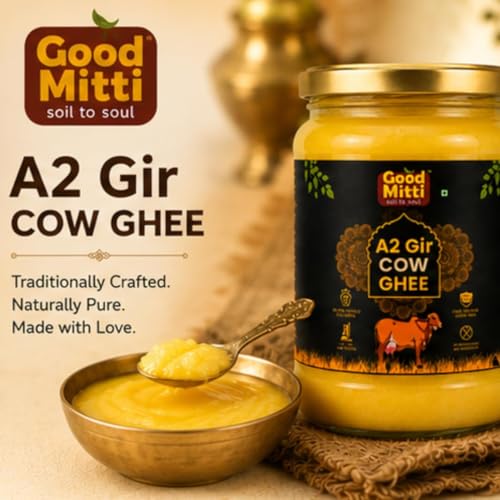 Image of Good Mitti A2 Gir Cow Ghee 250 ML | Traditional Bilona Method Cultured Desi Ghee | Grass Fed Pure Cow Ghee | Lab Tested, Natural & Healthy | Rich Aroma | Healthy Cooking Cow Ghee | Glass Jar | Indian Gir Cow Ghee