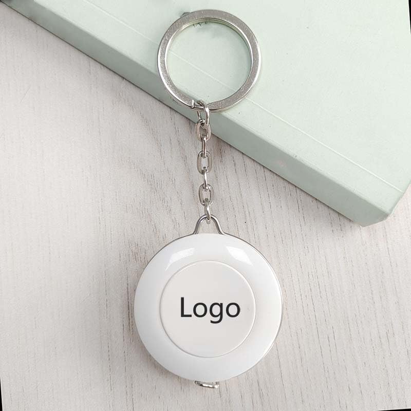 White PROBON Retractable Mini Tape Measure Keychain with 'Logo' text