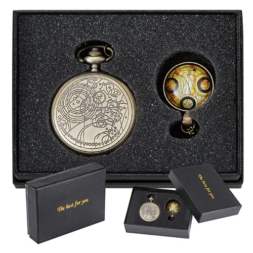Tiong Nostalgia Retro Quartz Pocket Watch with Necklace Chain Yellow