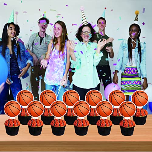 Basketball Party Decorations 24Pcs Basketball Cupcake Toppers Basketball Birthday Cake Decorations For Basketball Birthday Party Supplies Baby Shower Sport Birthday Party Decorations (1-Basketball) #TOP4