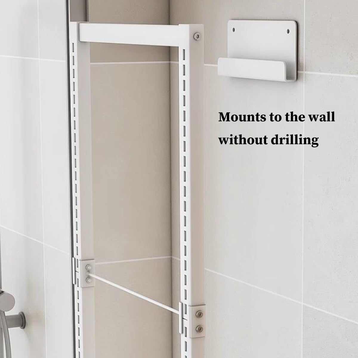 QHENS 3-laags badkamer opbergplank, wit over toilet organizer rek, boven toilet opbergunit met haken x 4, badkamer besparende organizer standaard met lijm, PP-materiaal, 172 x 49 x 25 cm