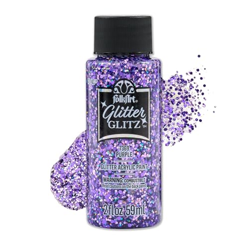 Image of FolkArt Glitter Glitz Acrylic Craft Paint, Purple, 2 fl oz