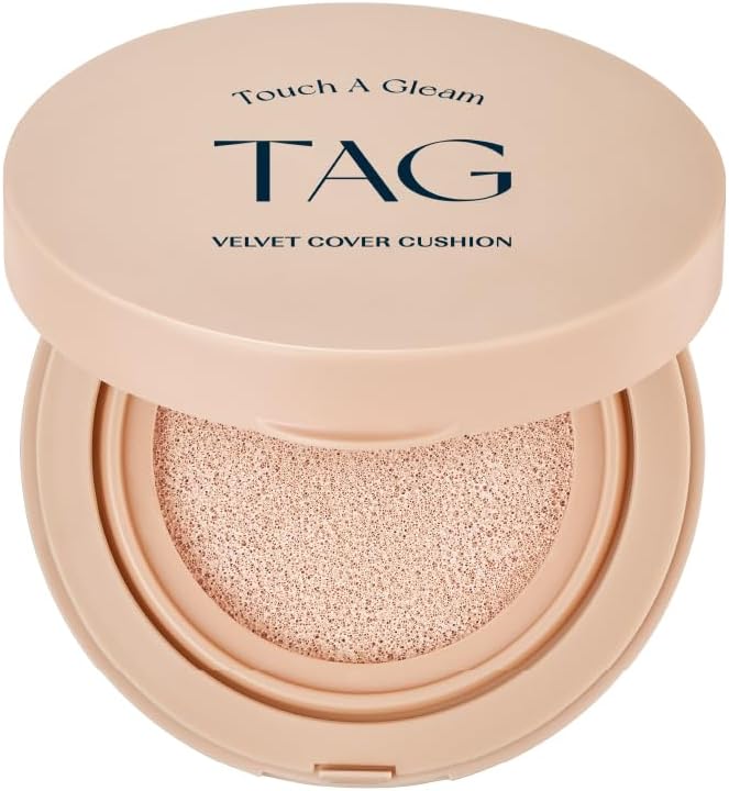 TAG Velvet Cover Cushion | Long-Lasting & High Coverage Foundation | K-Beauty (#1 Pale Light)