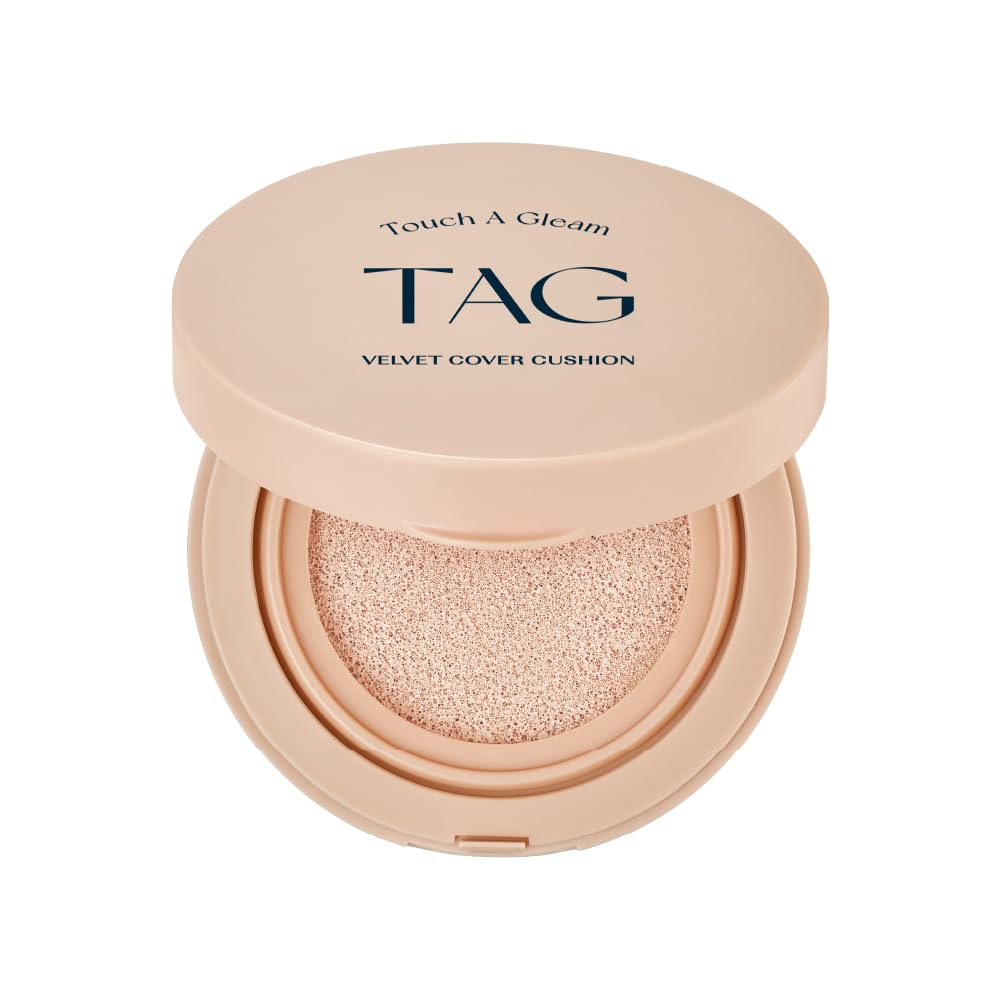 TAG Velvet Cover Cushion | Long-Lasting & High Coverage Foundation | K-Beauty (#1 Pale Light)