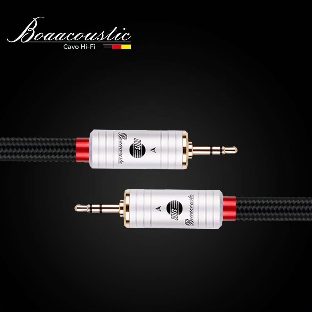 BOAACOUSTIC JIB Qualità Audiofila Cavo Aux,Cavo Auxiliary audio stereo (connettore da 3,5 mm maschio a 3,5 mm maschio), per Cuffie, iPad, iPod, Smartphone, Autoradio, MP3-5M Nero