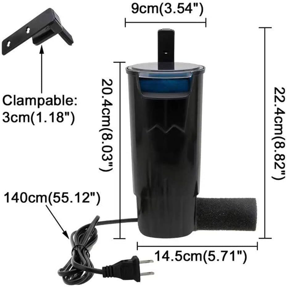 Image of Aquarium Internal Filter 5W 132GPH Low Waterfall Filter for Small Turtle Tank Shrimp Amphibian Frog Crab Freshwater Saltwater 5-40 Gallon with 2 Sponges