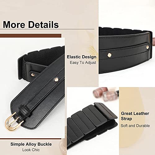 Image of PALAY Belt for Women Fashion PU Width Belts, Waist Belt for Women Metal Buckle Design Interlocking Buckle Vintage Brown Corset Belts for Blouse Blazer Dress (23-33 inches)