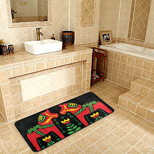 Kitchen Rugs Runner Swedish Dala Horse Doormat Bath Rugs Non Slip Area Rugs for Bathroom Kitchen Indoor 39