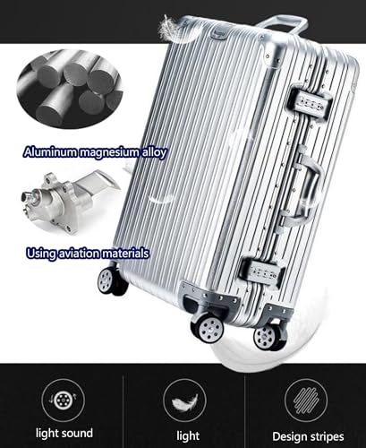 Silver Suitcase Zipperless All Aluminum Luggage Large Carry on Suitcase Lightweight Cabin Suitcase with Spinner Wheels TSA Combination Lock,Gold,29in4