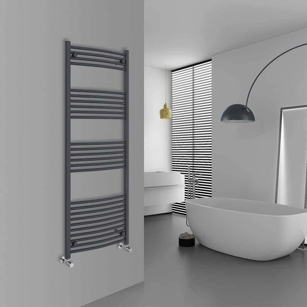 Warmehaus Curved Bathroom Heated Towel Rail Radiator Grey 1600x600mm โ image 1