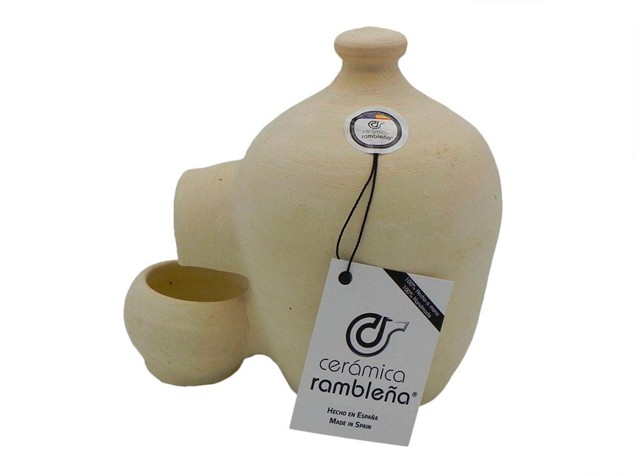 CERÁMICA RAMBLEÑA | Bebedero para gallinas | Bebedero para pájaros | La Rambla (Córdoba) | 100% Hecho a Mano | 1 litro | Eco