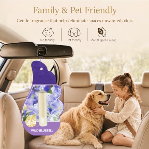 Image of Hanging Car Air Freshener Wild Bluebell Adjustable Fragrance Control 4Pack