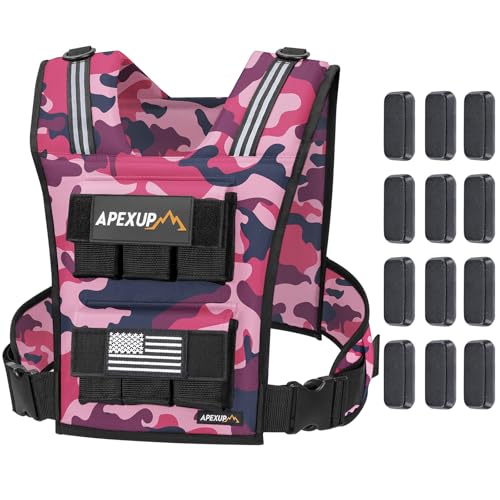Image of APEXUP Adjustable Weighted Vest Men 20lbs /30lbs /40lbs Weights with Reflective Stripe, Weight Vest Woman Workout Vest for Strength Training Running Walking