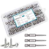 Dayalo 220 Stück Blechschrauben Torx, Selbstschneidende Schrauben Kit, Linsenkopfschrauben Holz, Edelstahl A2 V2A, M3/M4/M5 Selbstbohrende Bohrschrauben (10/12/16/20/25mm) für Holz, Metallplatten