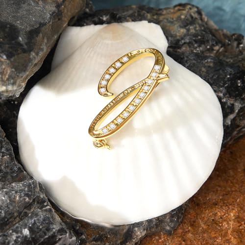 Image of Cicy Bell A-Z Initial 26 Letter Brooch Pins 18k Gold Plated Cubic Zirconia Breastpin Name Personalized Gifts for Women Men