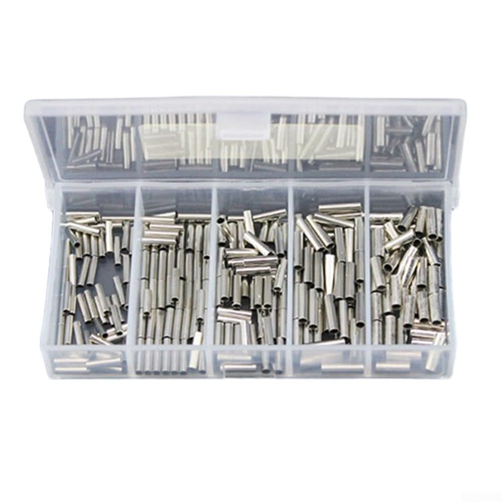 High Strength Double- Crimp Sleeves Copper Tube Fishing Line Connector Kit, Double Single Hole Copper Sleeves Fishing Wire TubeFishing Tube Connector(Single)