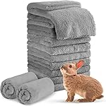 10 Pieces Guinea Pigs Blankets Hamster Fleece Cage Liners Soft Guinea Pig Accessories Small Animal Pet Blanket Sleep Bedding Mats Pet Supplies for Dog Puppy Cat (Gray, 13.8 x 29.5 Inch)