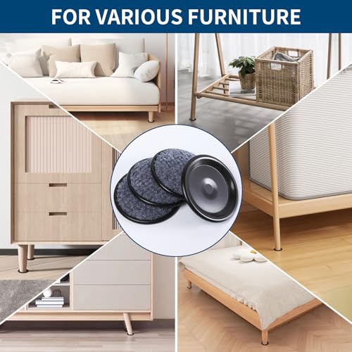 Ezprotekt 1 5/8" Round Reusable Felt Furniture Caster Cups with Carpet Bottom, 16 Pcs Felt Furniture Sliders Floor Protectors Pads to Protect Hardwood, Tile Floors Carpet from Scratches (Brown/Gray) - Image 7
