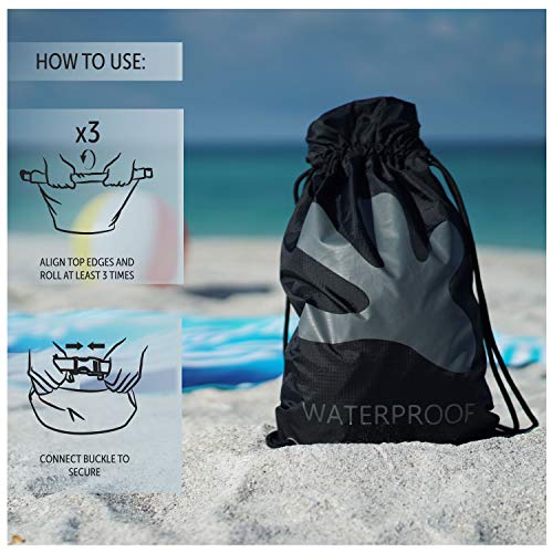 Image of geckobrands Embark 10L Drawstring Backpack - Waterproof, Lightweight Dry Bag for Beach, Hiking, and Light Water Activities