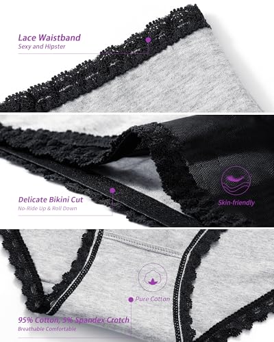 Image of Eiggam Women's Cotton Bikini Panties,High-Cut Full Coverage Stretch Cool Underwear for Women
