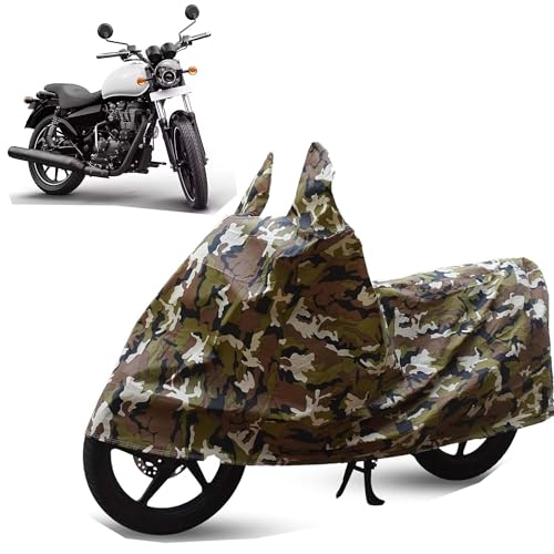 Image of Sulfar Bike Cover for Royal Enfield Thunderbird X 350 (Classic Tourer) | Waterproof, Dustproof & UV Protected | All Weather Two Wheeler Cover (Army Green) New 2026 Variants